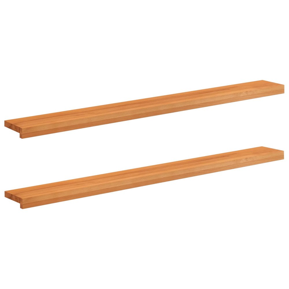 vidaXL Fönsterbrädor 2 st Ljusbrun 140 x 15 x 2 cm Massivt bokträ