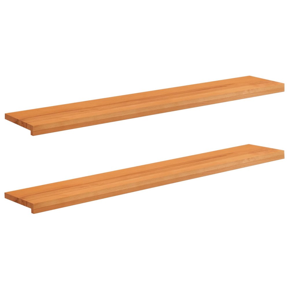 vidaXL Fönsterbrädor 2 st Ljusbrun 160 x 25 x 2 cm Massivt bokträ