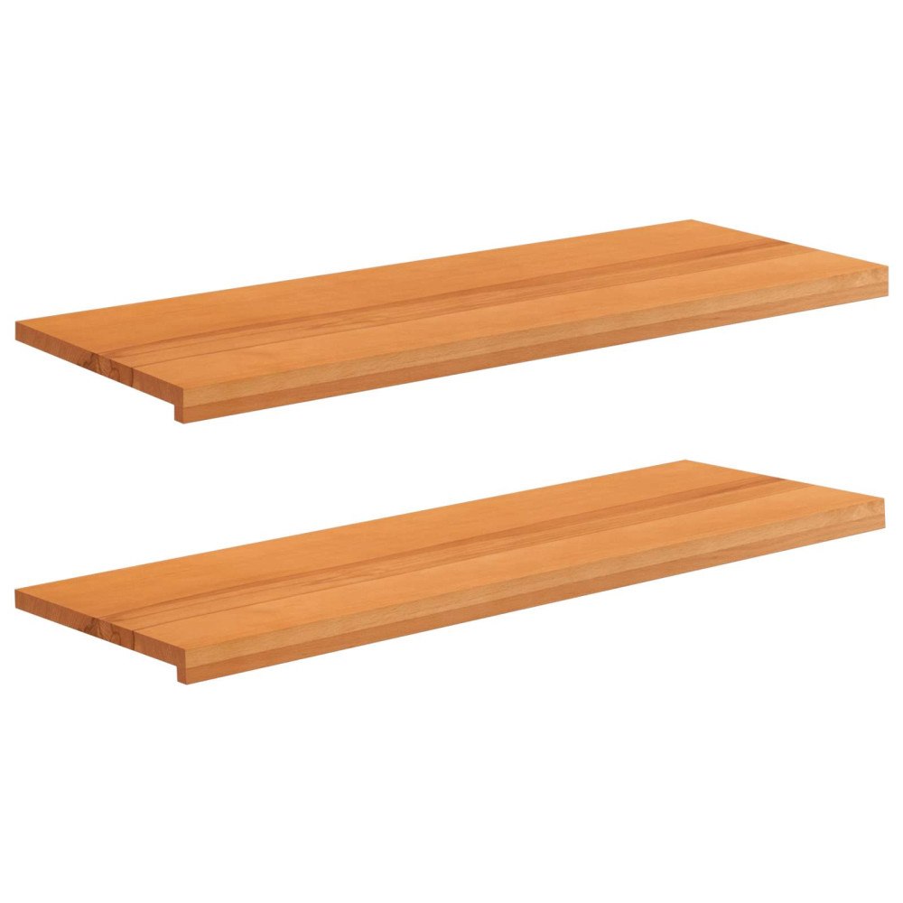 vidaXL Fönsterbrädor 2 st Ljusbrun 120 x 40 x 2 cm Massivt bokträ