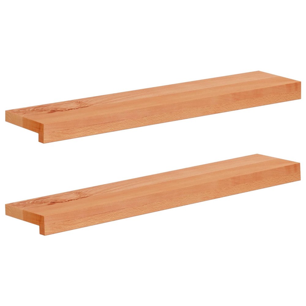 vidaXL Fönsterbrädor 2 st Lack 80x 15 x 2 cm Massivt bokträ