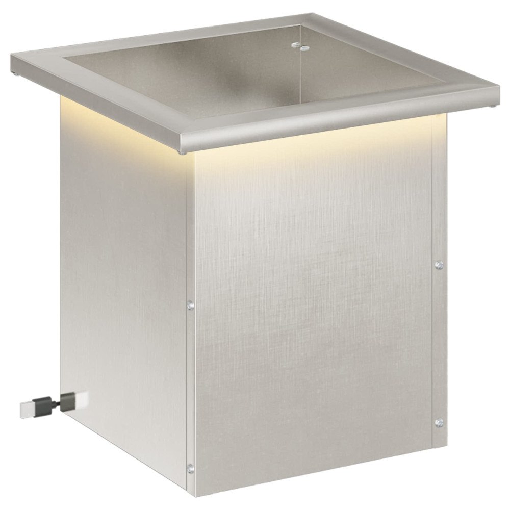 vidaXL Odlingslåda med LED Silver 30 x 30 x 30 cm Rostfritt stål