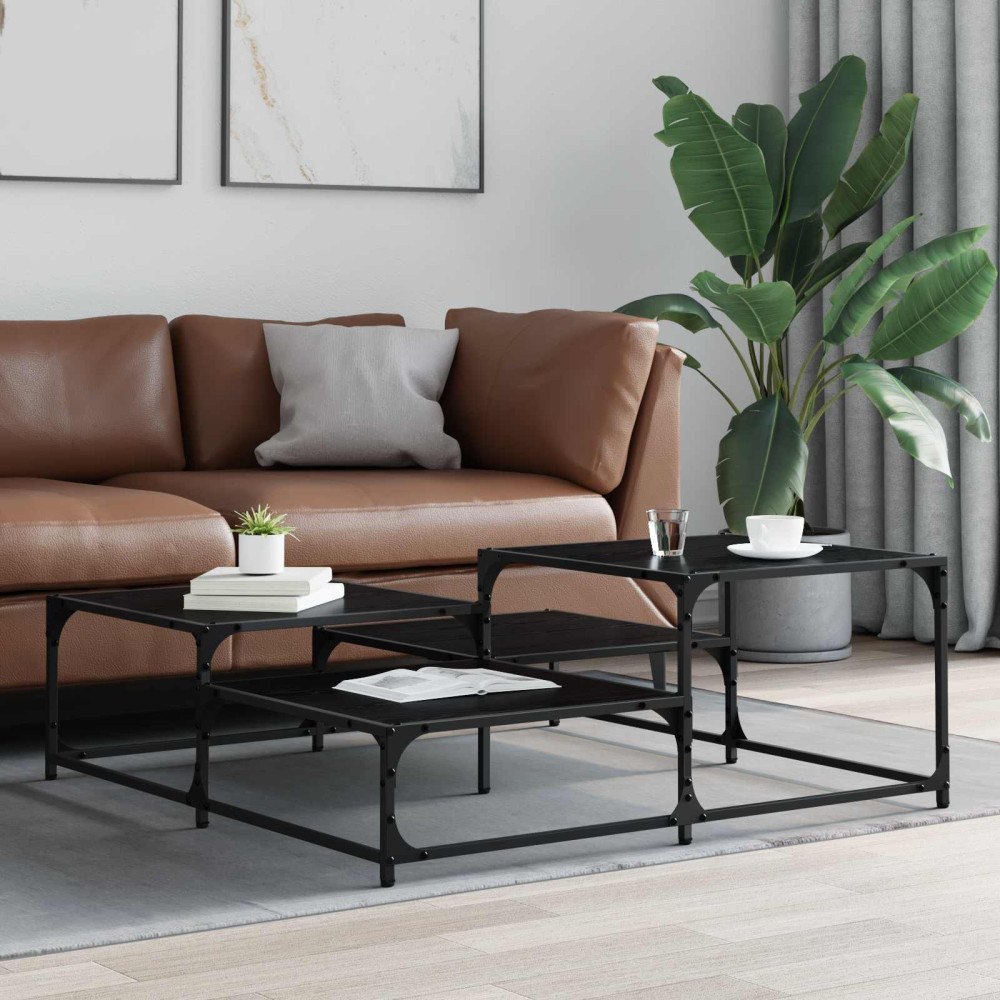 vidaXL Kaffeebord Svart ek 107 x 107 x 40 cm Konstruerat trä