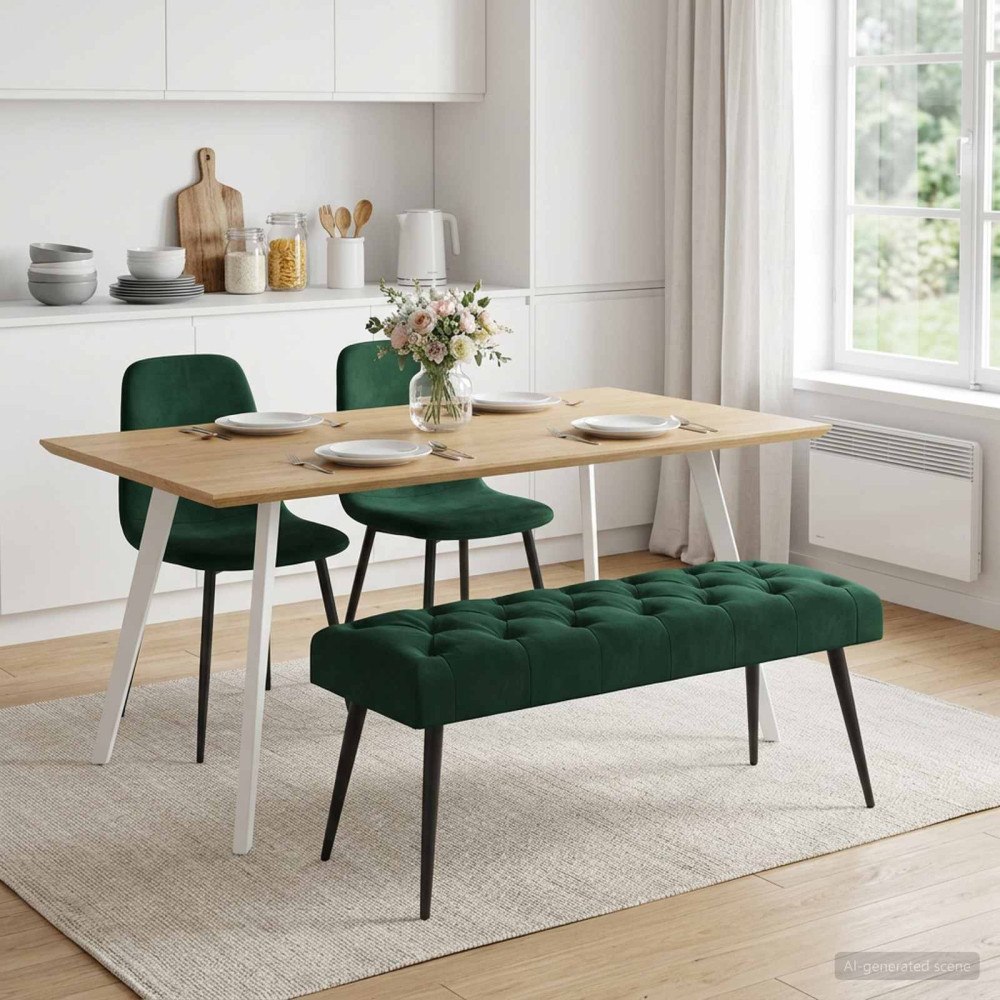 vidaXL Bänk med knappar Mörkgrön 110 x 40 x 46 cm Sammet