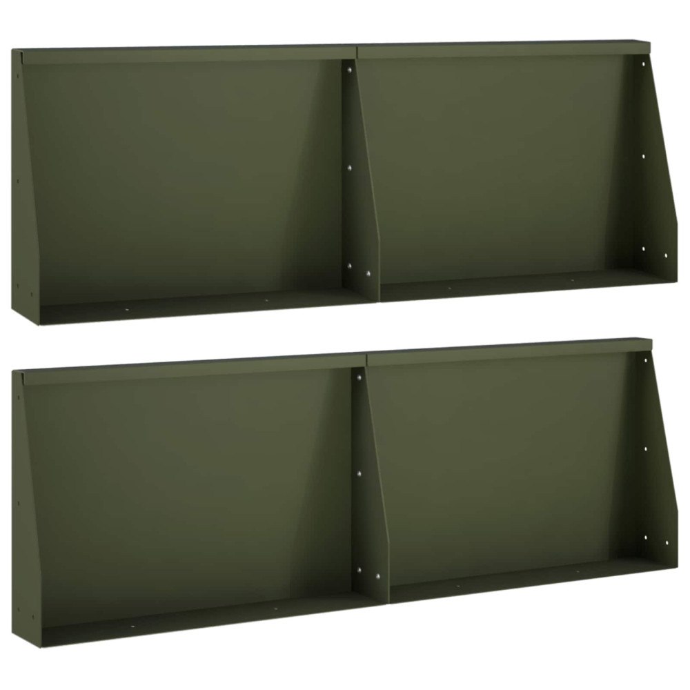vidaXL Stödvägg 4 st 60 x 12 x 30 cm Stål Olivgrön