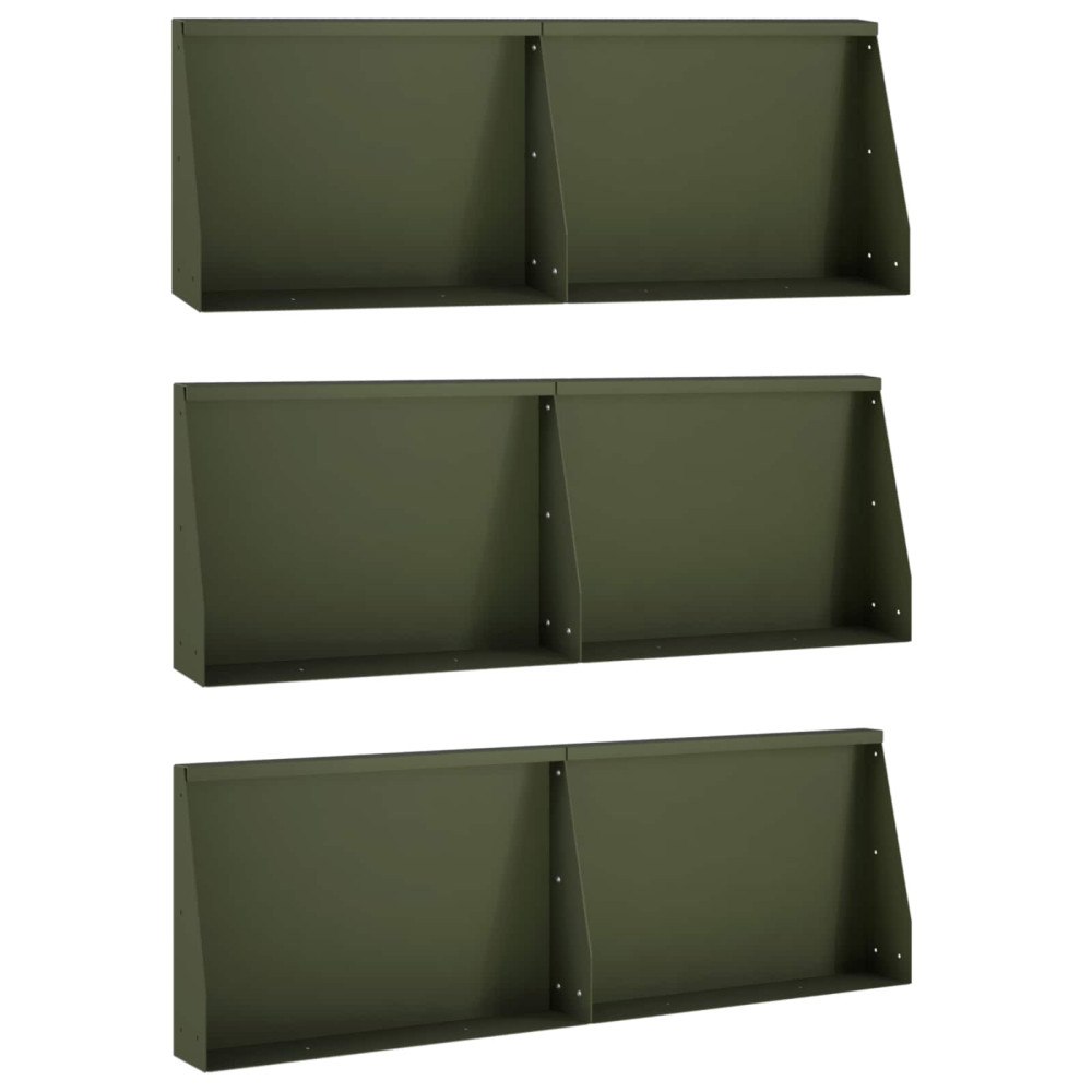 vidaXL Stödvägg 6 st 60 x 12 x 40 cm Stål Olivgrön