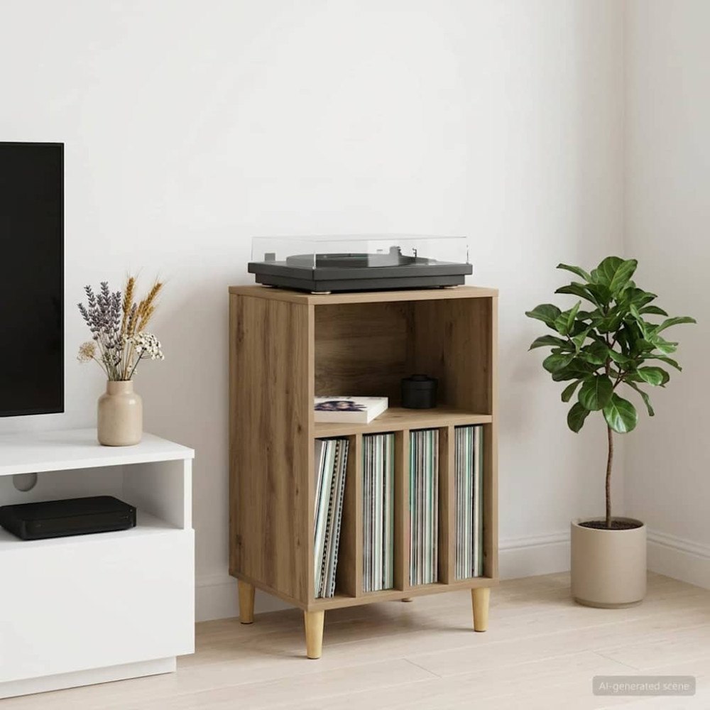 vidaXL Skivspelare Ställ Artisan-ek 47 x 39,5 x 74,5 cm