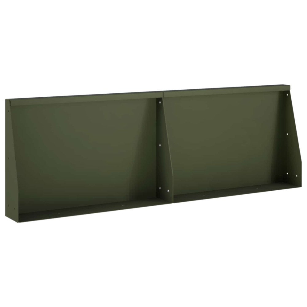 vidaXL Stödvägg 2 st 60 x 12 x 40 cm Stål Olivgrön