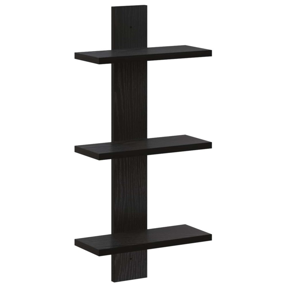 vidaXL Vägghylla Svart ek 30 x 13,5 x 64,5 cm Konstruerat trä