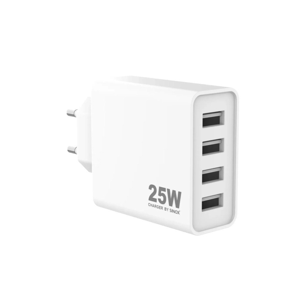 Sinox beslag Sinox PRO Wall Charger 4xUSB-A 25W. White, inomhus, AC, 5 V,...
