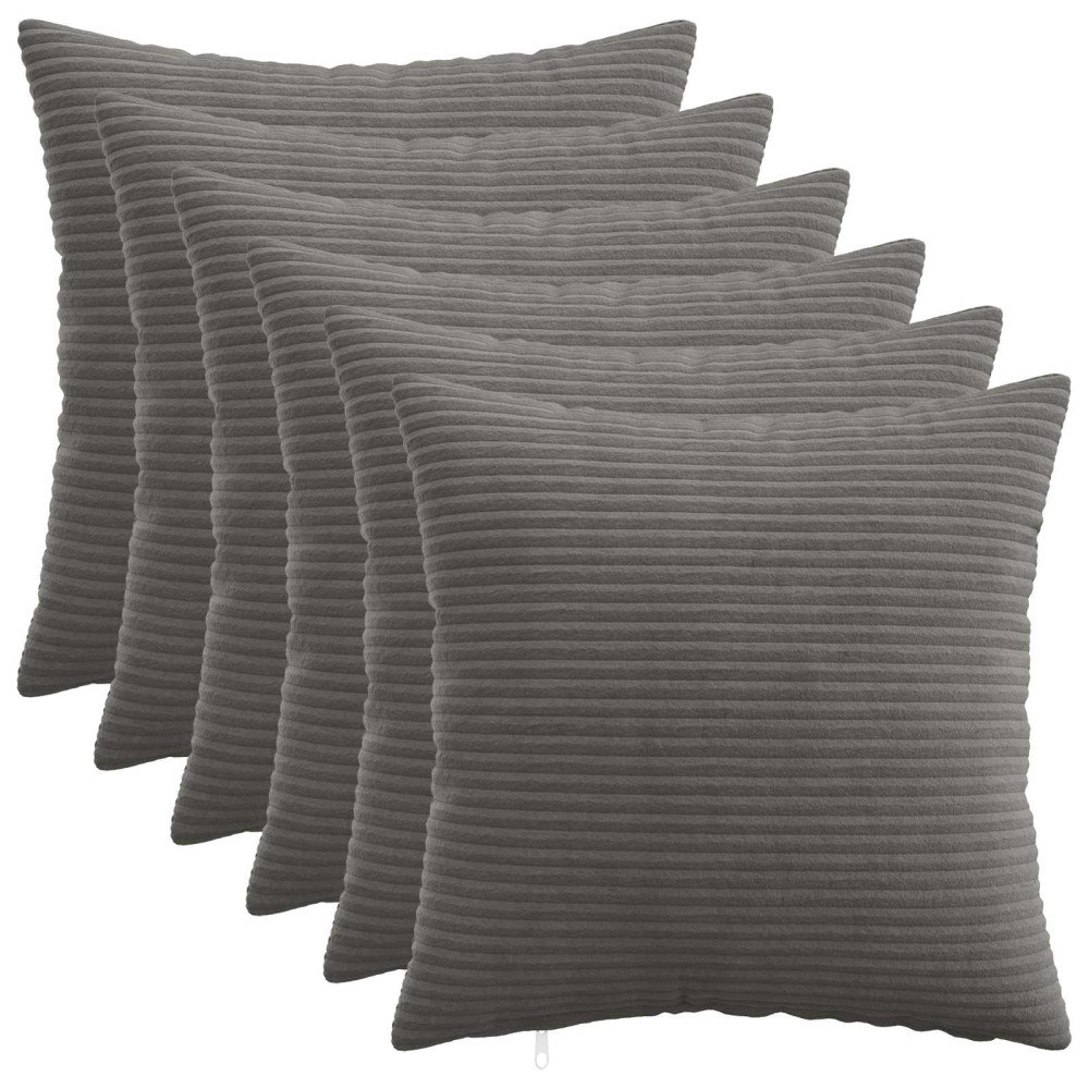 vidaXL Kuddöverdrag 6 st HEERLEN Mörkgrå 30 x 30 cm manchester