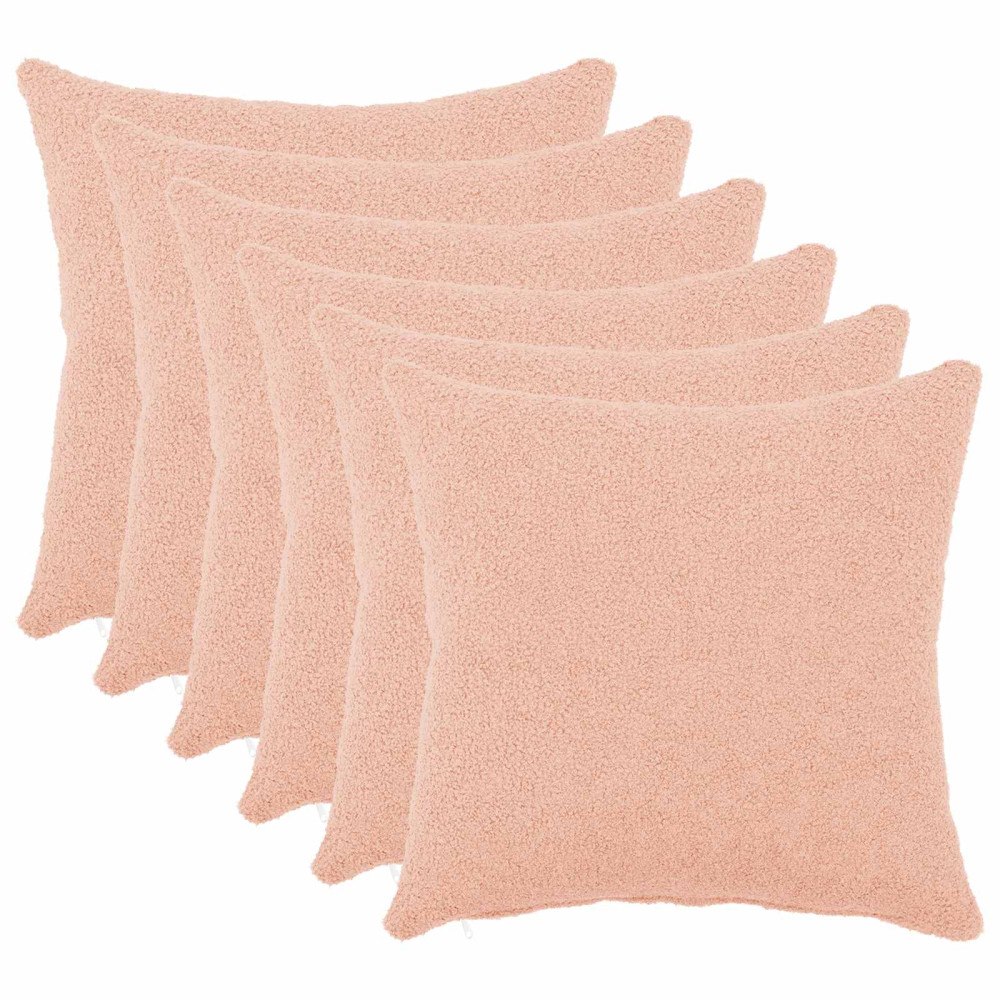 vidaXL Kuddöverdrag 6 st HEERLEN Rosa 30 x 30 cm Bouclé
