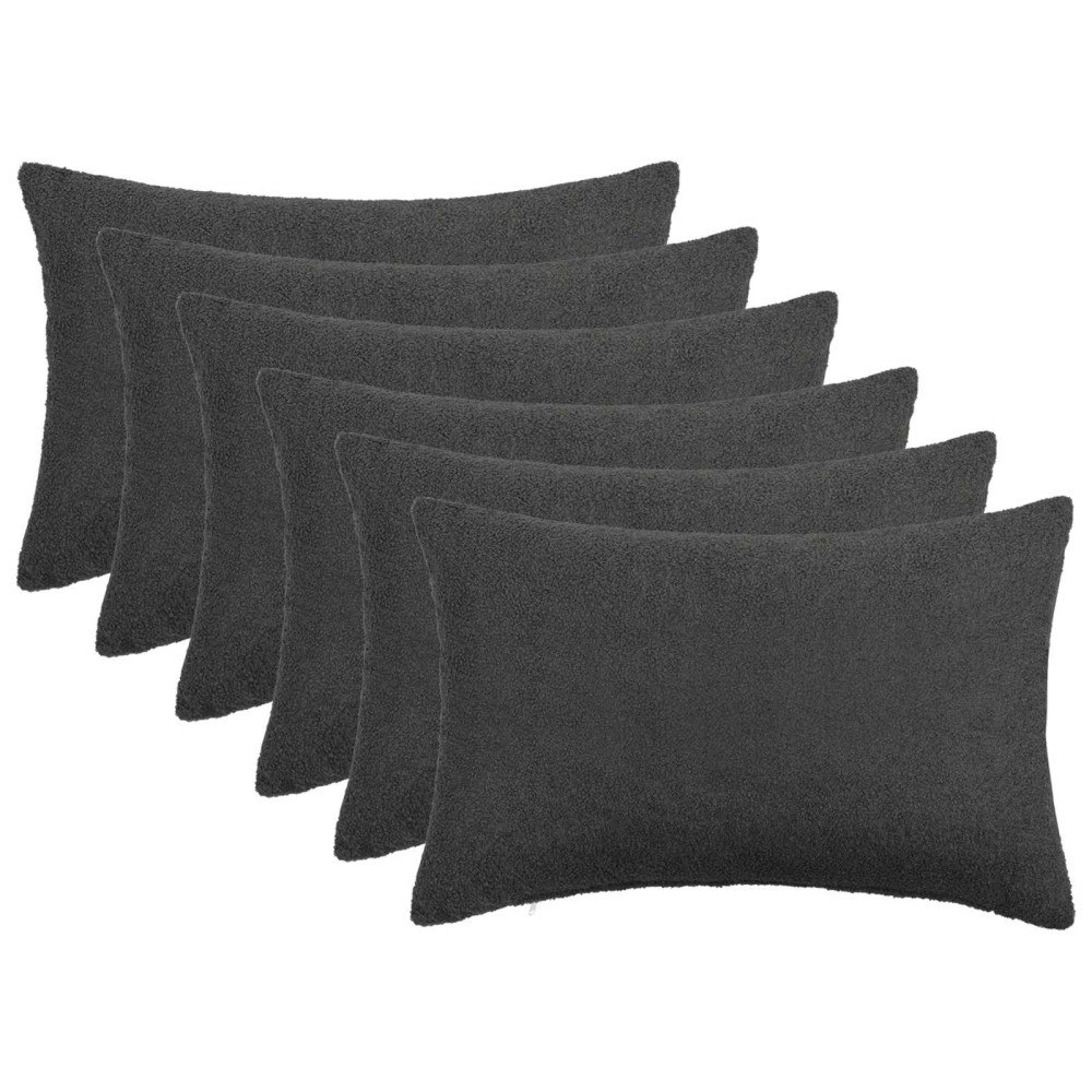vidaXL Kuddöverdrag 6 st HEERLEN Mörkgrå 30 x 50 cm Bouclé