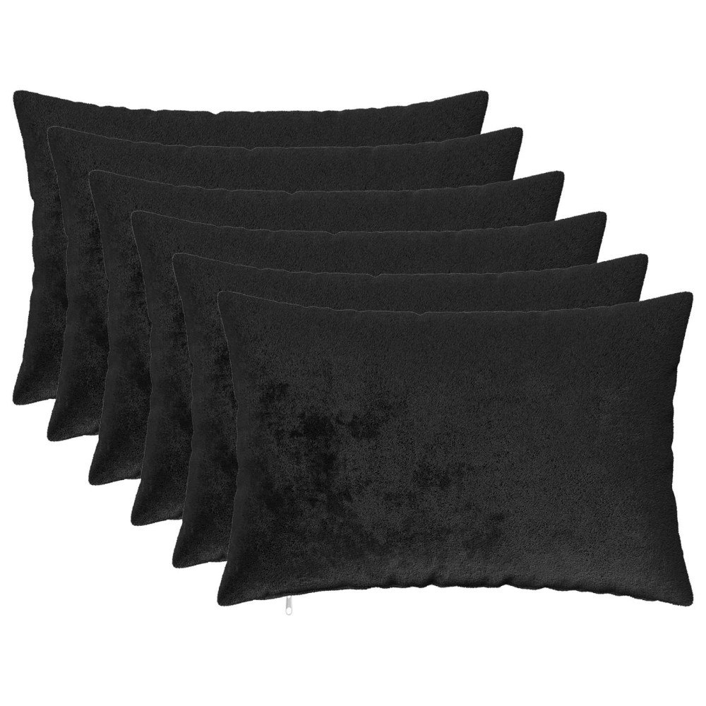 vidaXL Kuddöverdrag 6 st HEERLEN Svart 30 x 50 cm Flanell