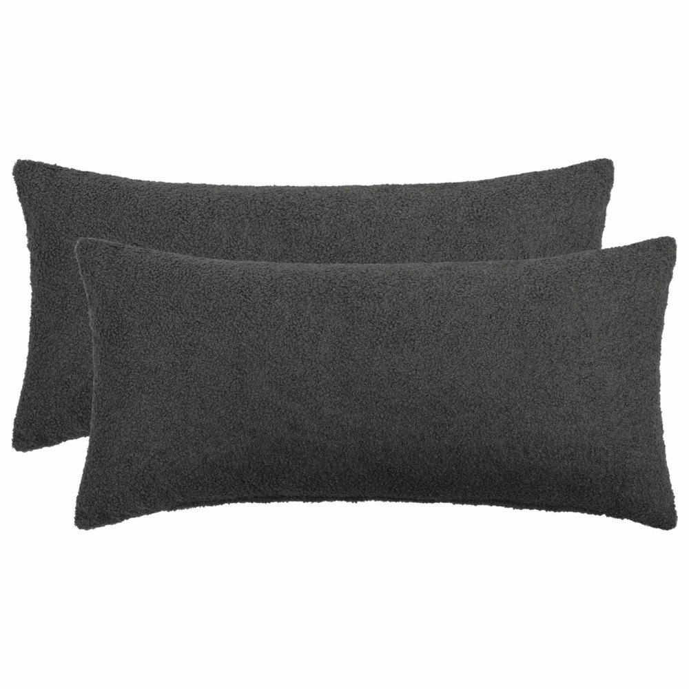 vidaXL Kuddöverdrag 2 st HEERLEN Mörkgrå 40 x 70 cm Bouclé