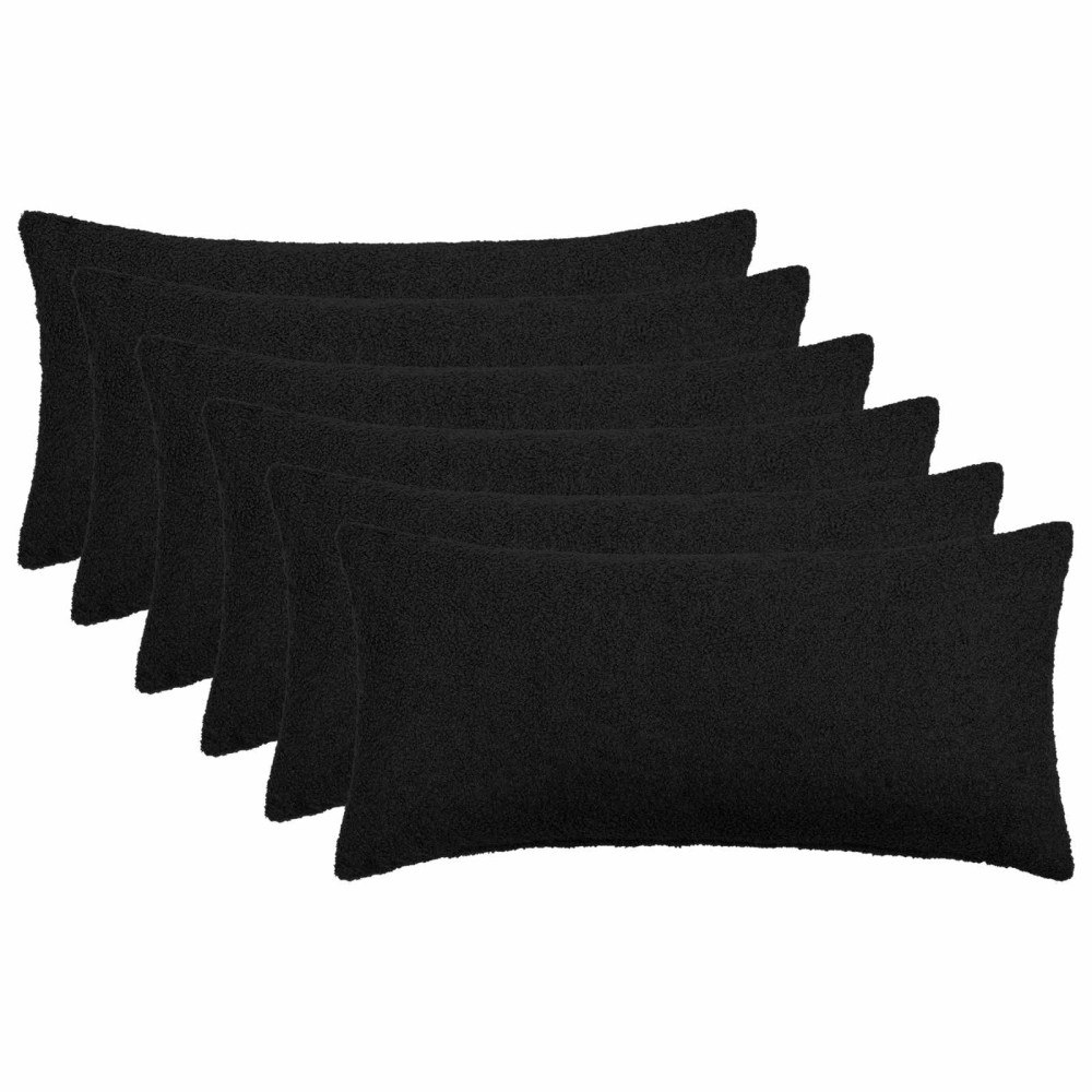 vidaXL Kuddöverdrag 6 st HEERLEN Svart 40 x 70 cm Bouclé