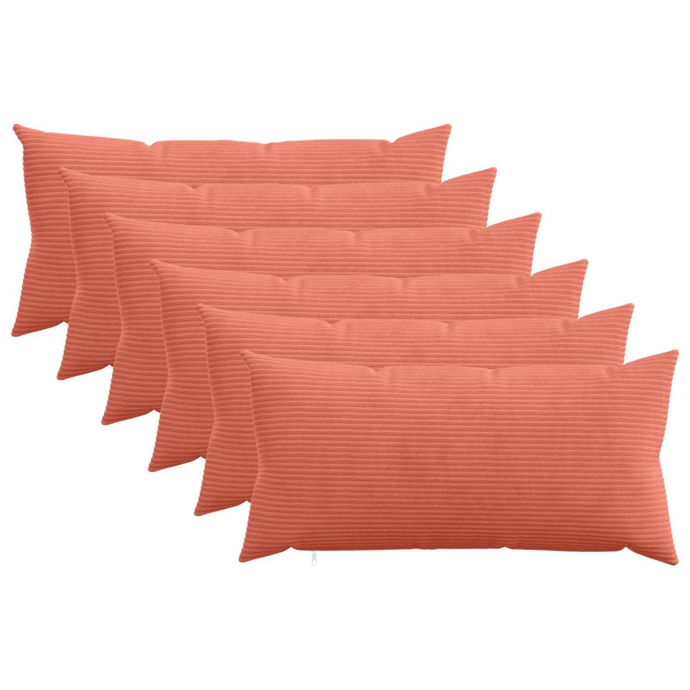 vidaXL Kuddöverdrag 6 st HEERLEN Röd orange 40 x 80 cm manchester