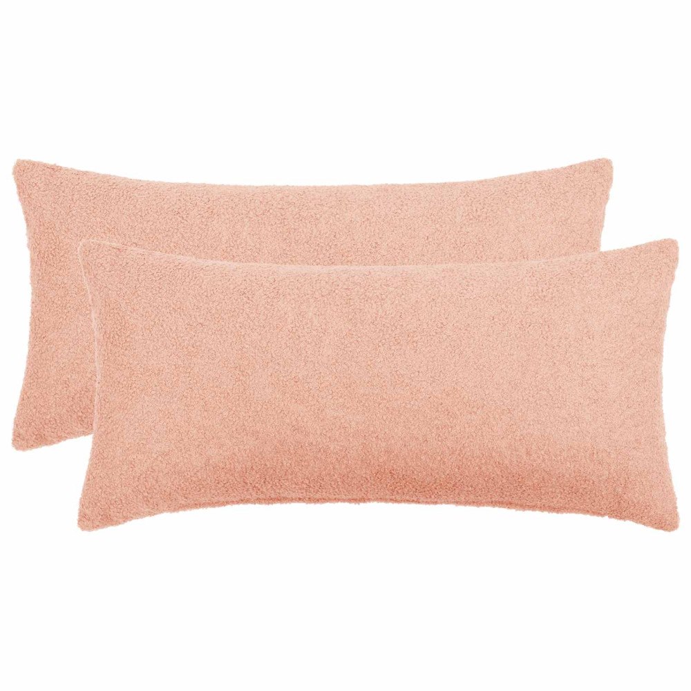 vidaXL Kuddöverdrag 2 st HEERLEN Rosa 40 x 80 cm Bouclé