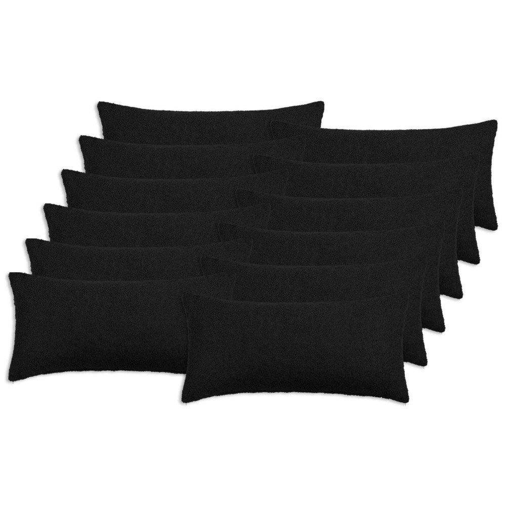 vidaXL Kuddöverdrag 12 st HEERLEN Svart 40 x 80 cm Bouclé