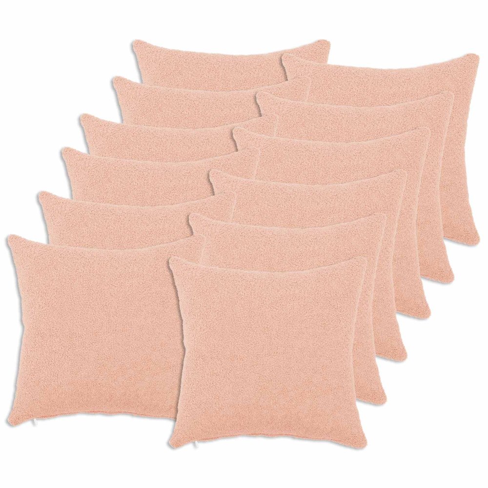 vidaXL Kuddöverdrag 12 st HEERLEN Rosa 45 x 45 cm Bouclé
