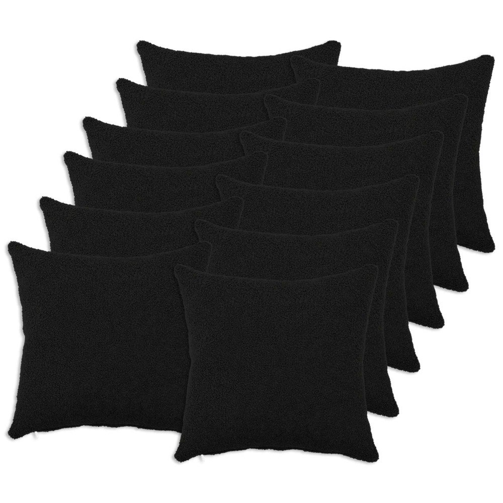 vidaXL Kuddöverdrag 12 st HEERLEN Svart 45 x 45 cm Bouclé