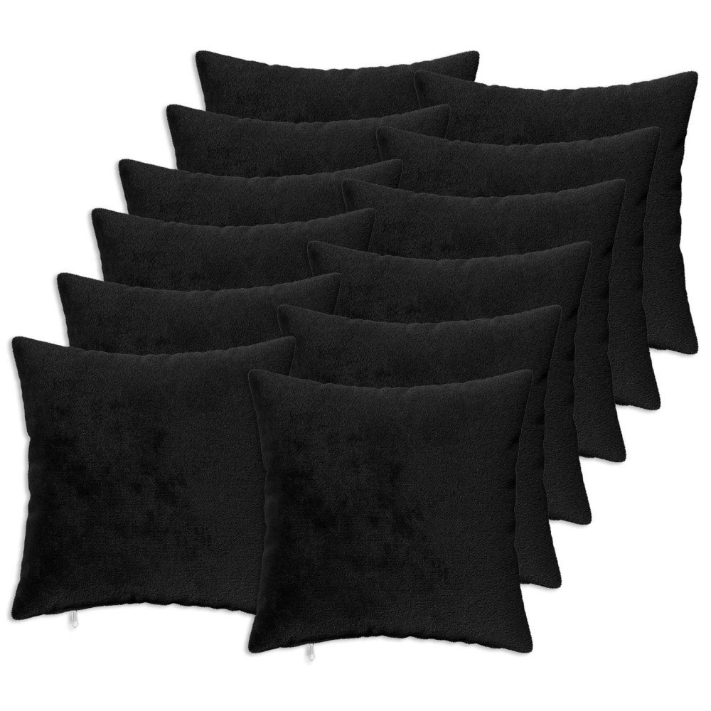 vidaXL Kuddöverdrag 12 st HEERLEN Svart 45 x 45 cm Flanell