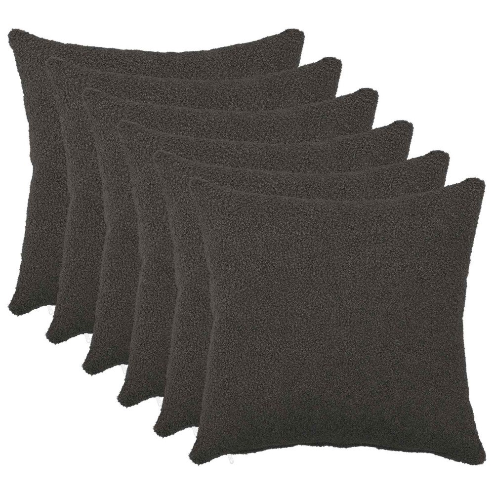 vidaXL Kuddöverdrag 6 st HEERLEN Mörkgrå 50 x 50 cm Bouclé