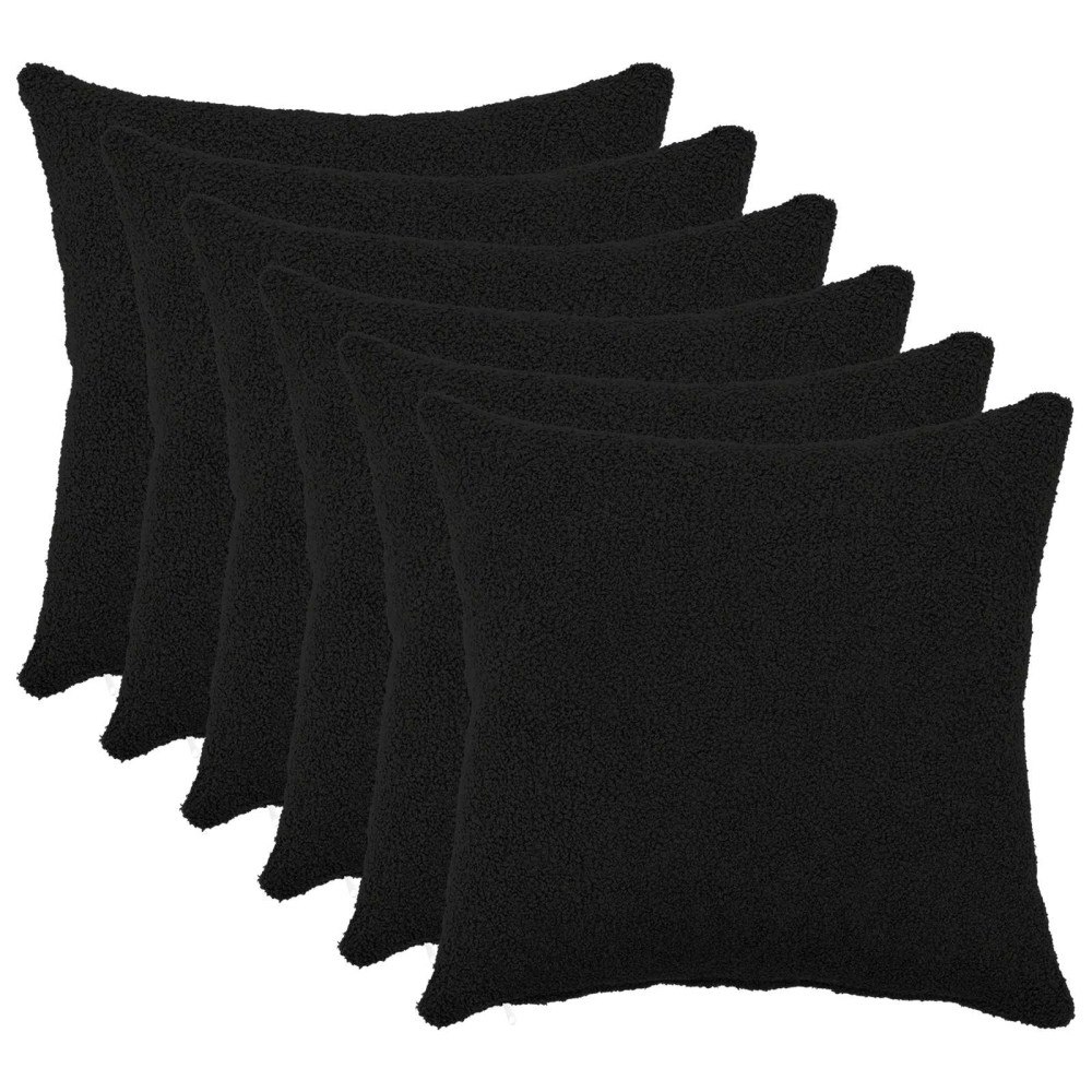 vidaXL Kuddöverdrag 6 st HEERLEN Svart 50 x 50 cm Bouclé