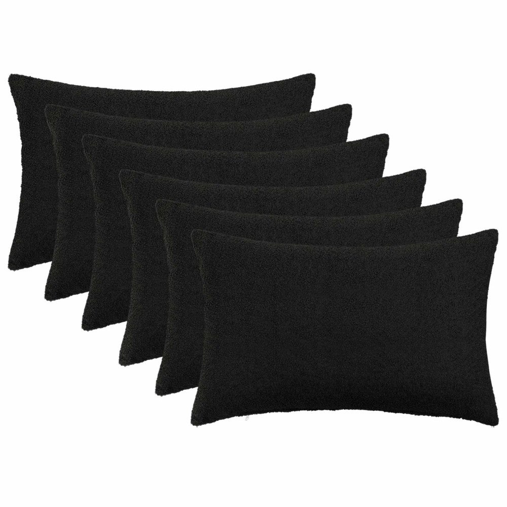 vidaXL Kuddöverdrag 6 st HEERLEN Svart 50 x 70 cm Bouclé