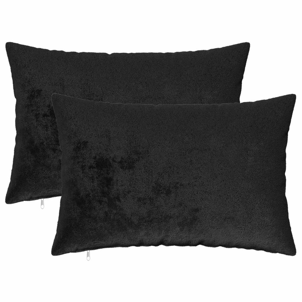 vidaXL Kuddöverdrag 2 st HEERLEN Svart 50 x 70 cm Flanell