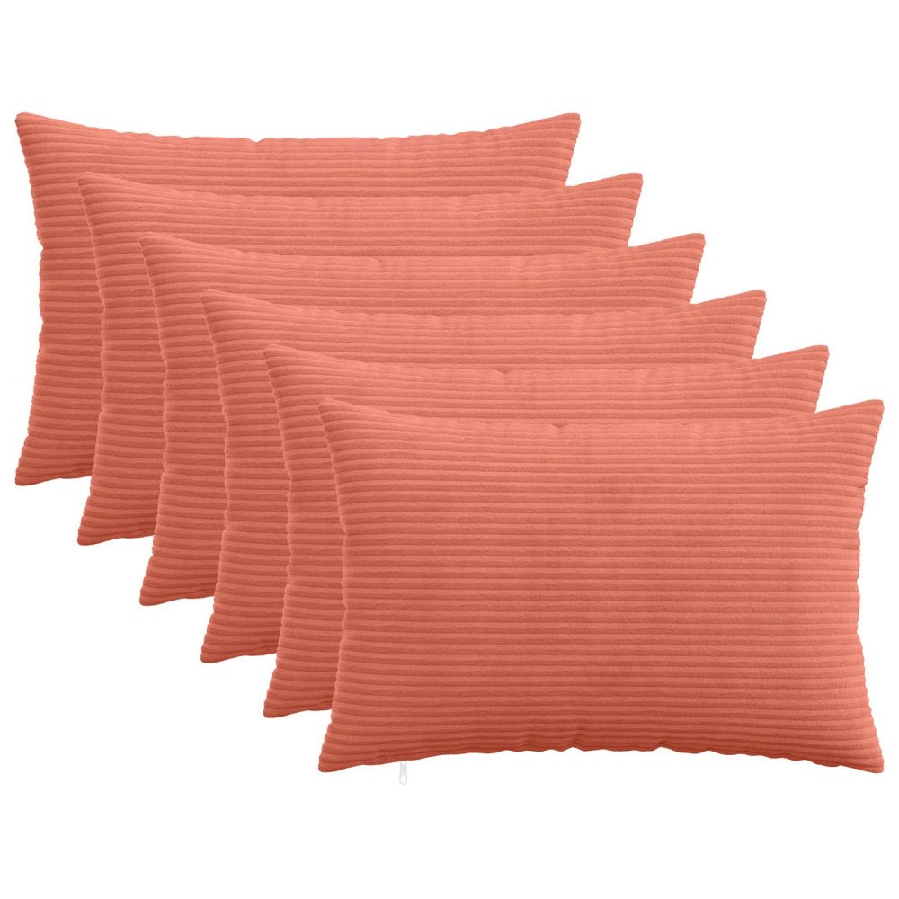 vidaXL Kuddöverdrag 6 st HEERLEN Röd orange 50 x 75 cm manchester