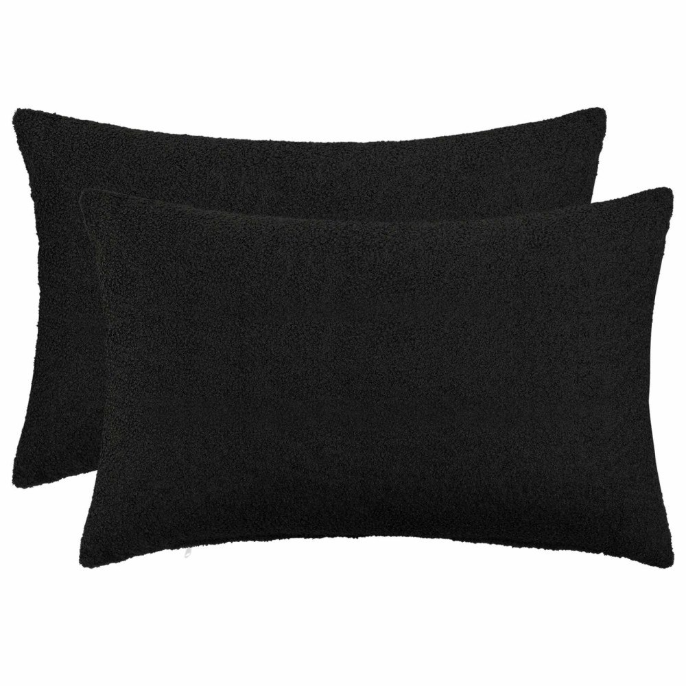 vidaXL Kuddöverdrag 2 st HEERLEN Svart 50 x 75 cm Bouclé