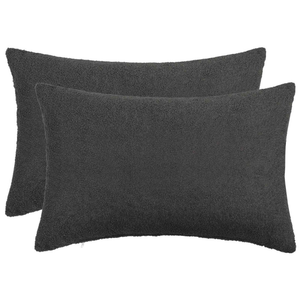 vidaXL Kuddöverdrag 2 st HEERLEN Mörkgrå 50 x 80 cm Bouclé