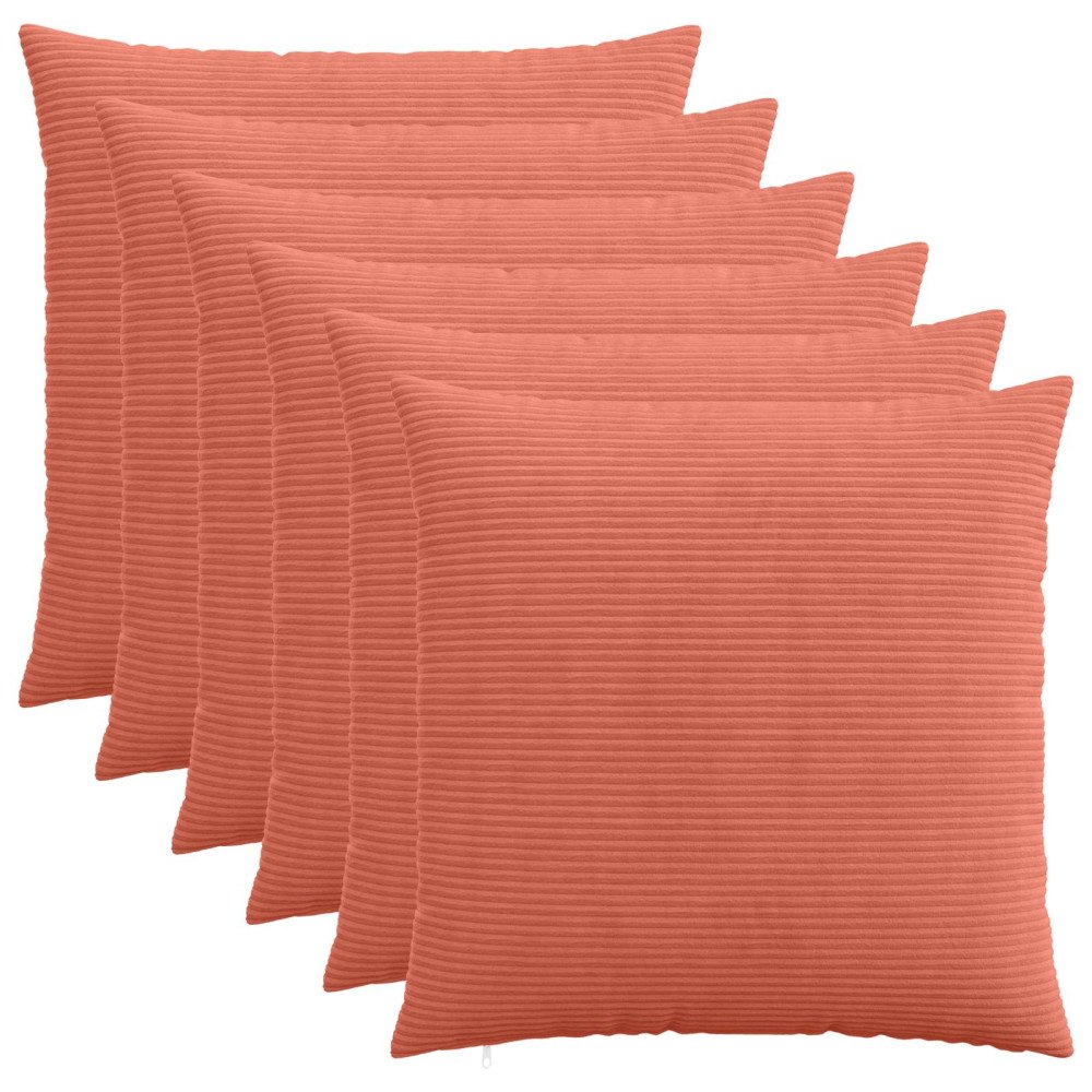 vidaXL Kuddöverdrag 6 st HEERLEN Röd orange 55 x 55 cm manchester