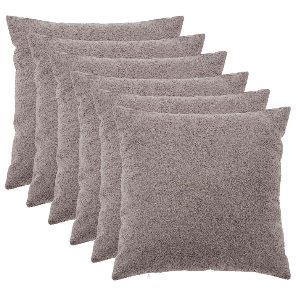 vidaXL Kuddöverdrag 6 st HEERLEN Ljusgrå 55 x 55 cm Bouclé