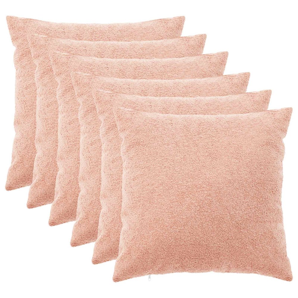 vidaXL Kuddöverdrag 6 st HEERLEN Rosa 60 x 60 cm Bouclé