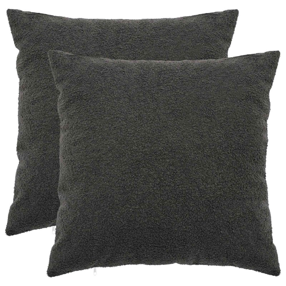 vidaXL Kuddöverdrag 2 st HEERLEN Mörkgrå 65 x 65 cm Bouclé
