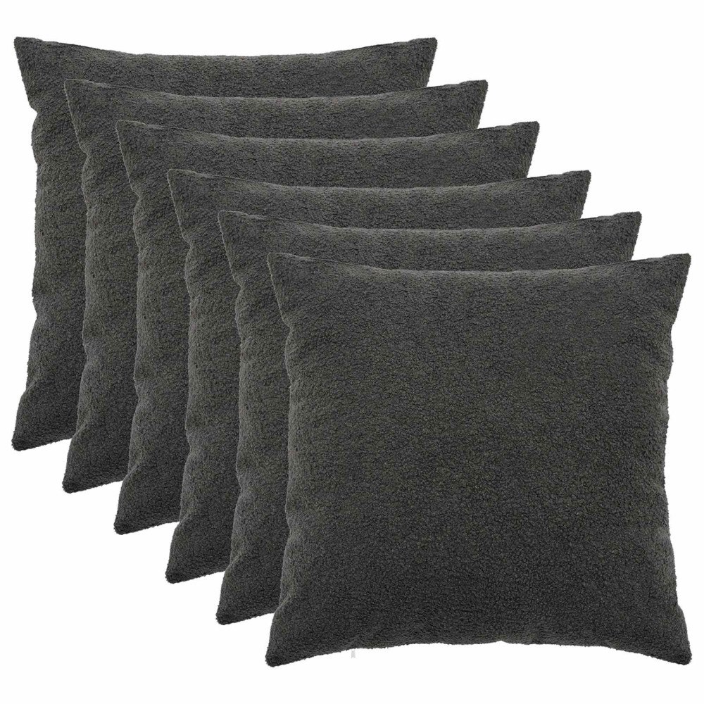 vidaXL Kuddöverdrag 6 st HEERLEN Mörkgrå 80 x 80 cm Bouclé