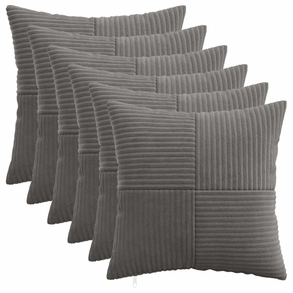 vidaXL Kuddöverdrag 6 st ALMELO Mörkgrå 30 x 30 cm manchester