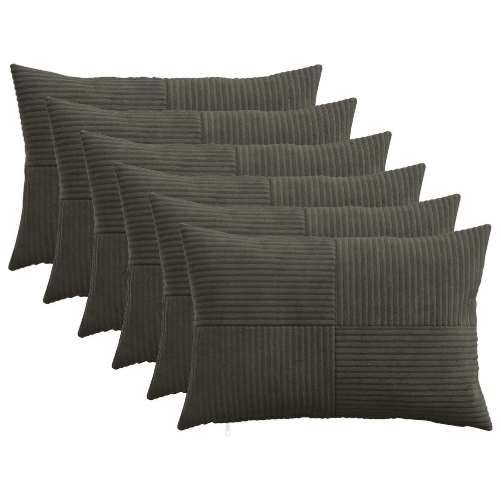 vidaXL Kuddöverdrag 6 st ALMELO Antracit 30 x 50 cm manchester