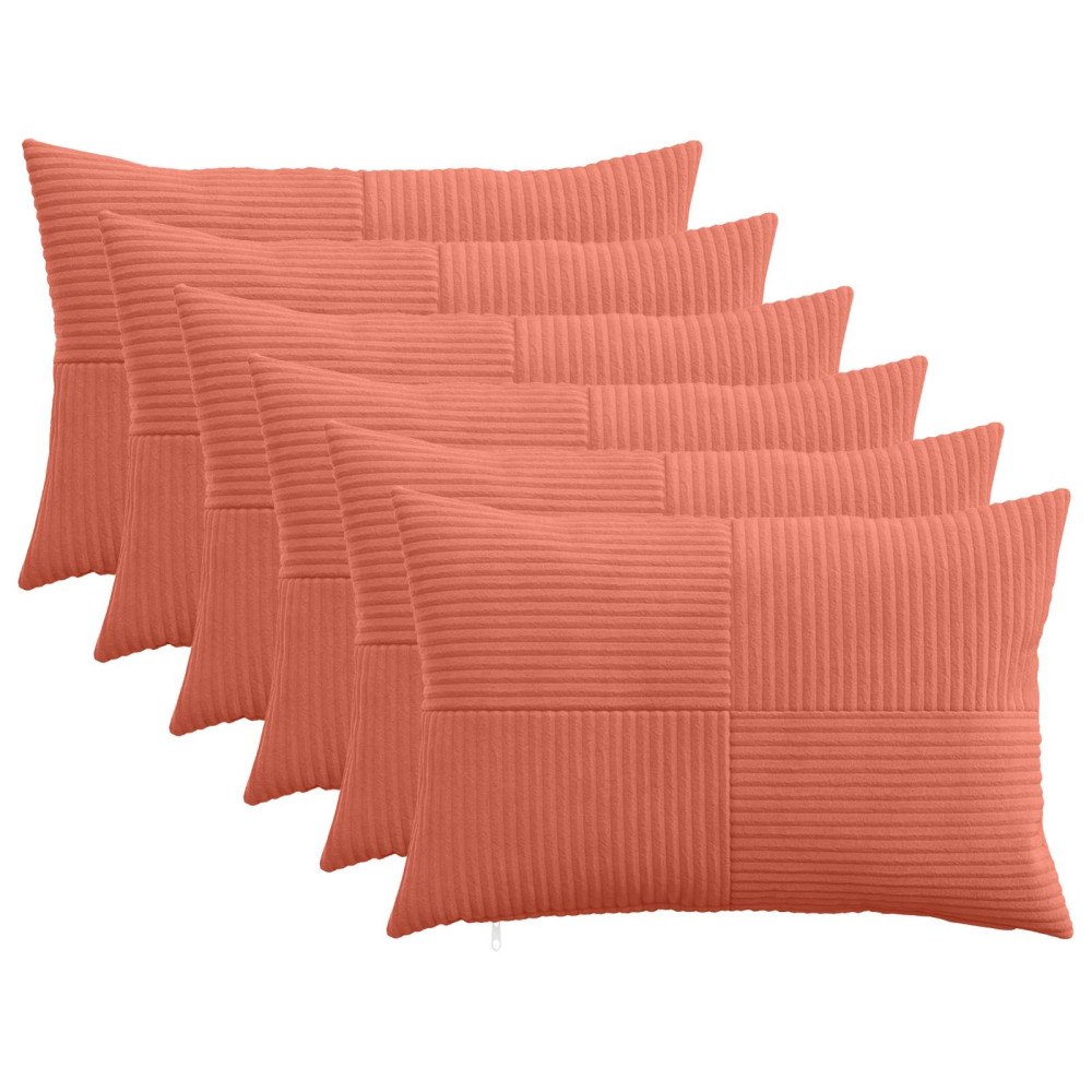 vidaXL Kuddöverdrag 6 st ALMELO Röd orange 40 x 60 cm manchester