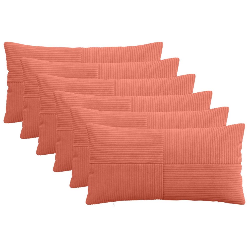 vidaXL Kuddöverdrag 6 st ALMELO Röd orange 40 x 80 cm manchester