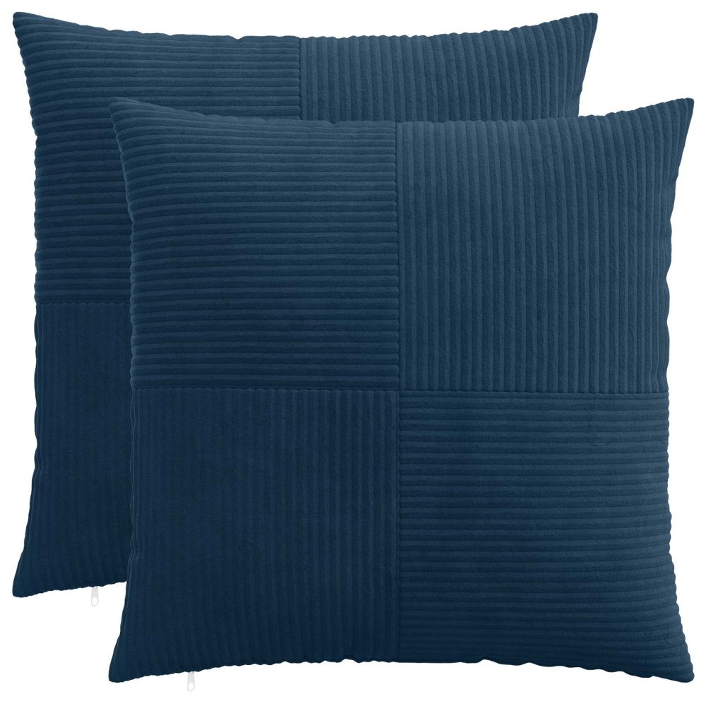 vidaXL Kuddöverdrag 2 st ALMELO Mörkblå 65 x 65 cm manchester