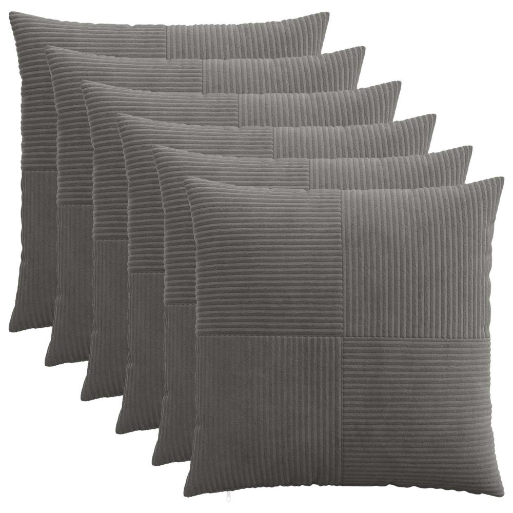vidaXL Kuddöverdrag 6 st ALMELO Mörkgrå 70 x 70 cm manchester