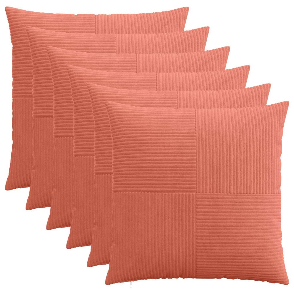 vidaXL Kuddöverdrag 6 st ALMELO Röd orange 70 x 70 cm manchester
