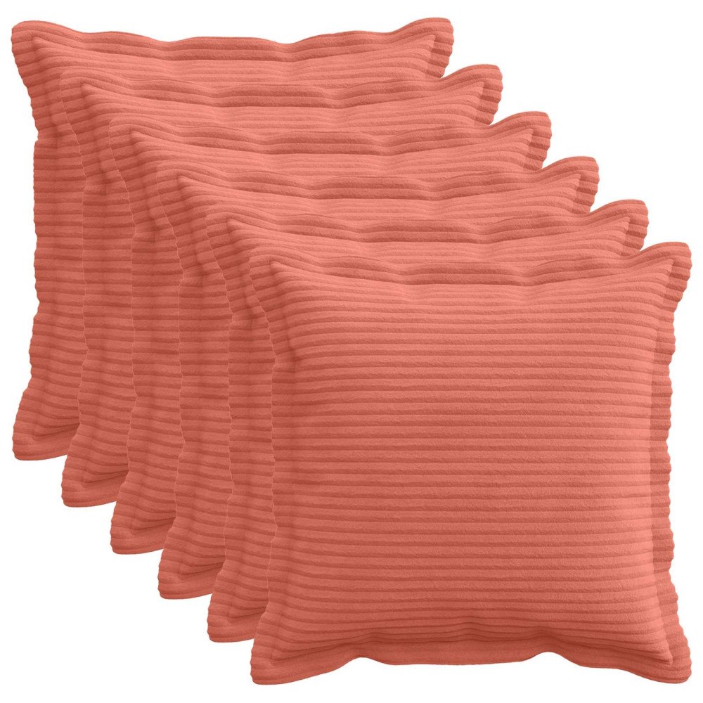 vidaXL Kuddöverdrag 6 st HOUTEN Röd orange 30 x 30 cm manchester