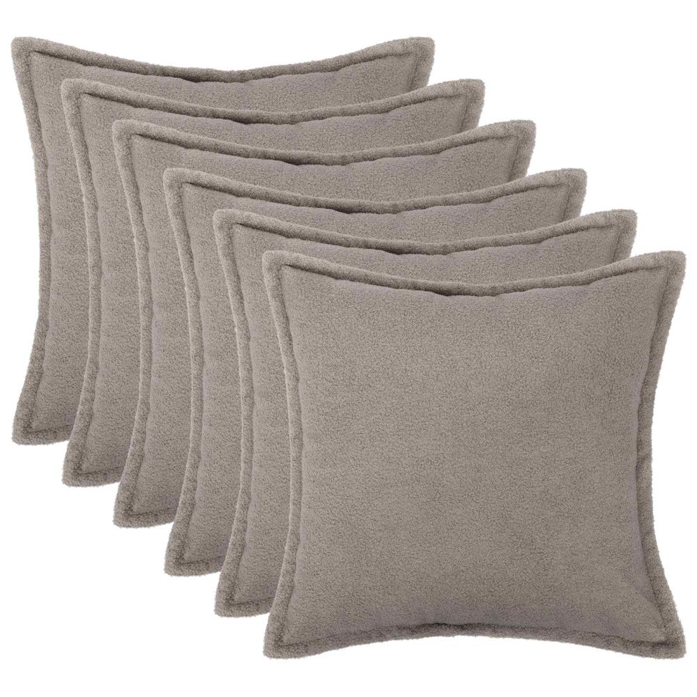 vidaXL Kuddöverdrag 6 st HOUTEN Ljusgrå 30 x 30 cm Bouclé