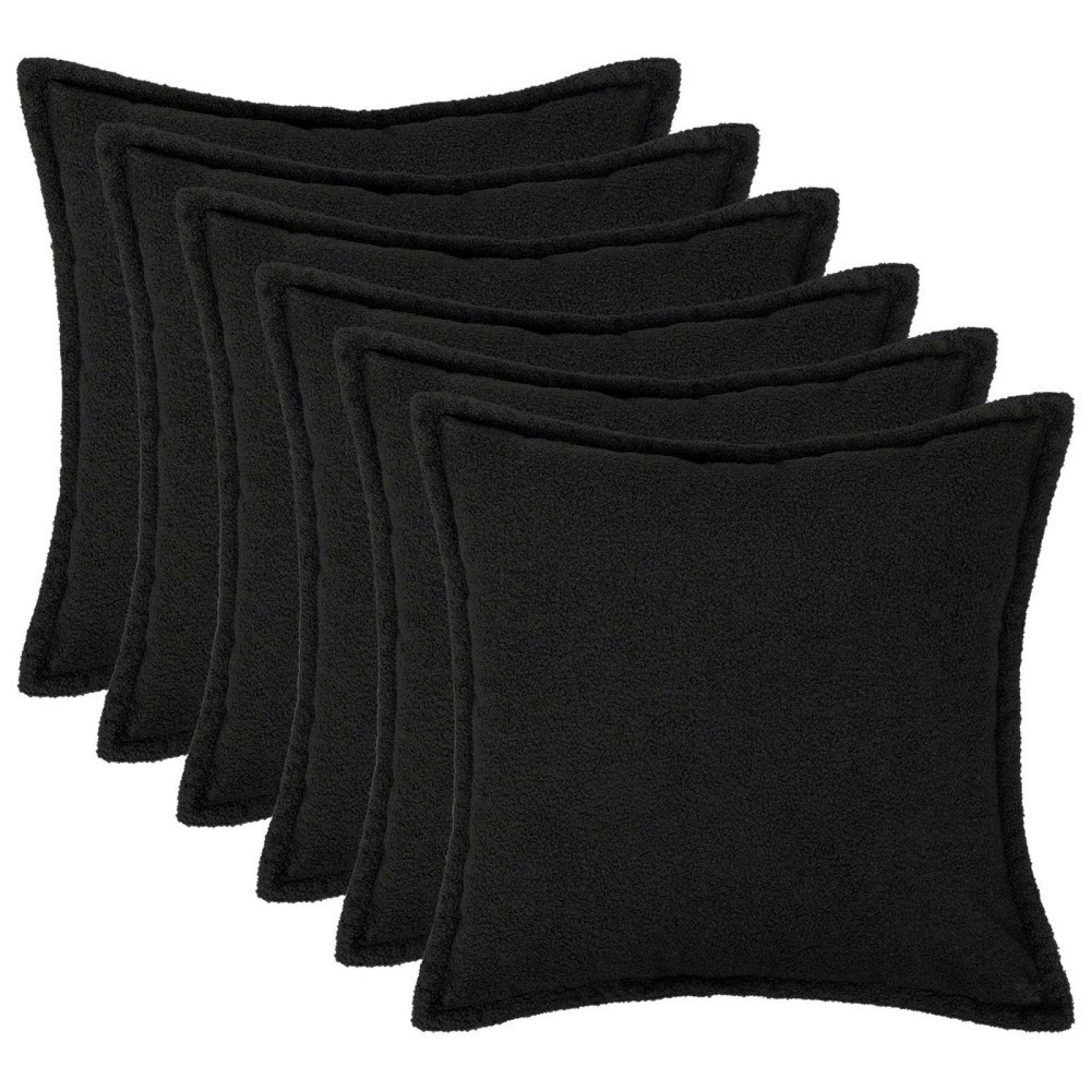 vidaXL Kuddöverdrag 6 st HOUTEN Svart 30 x 30 cm Bouclé