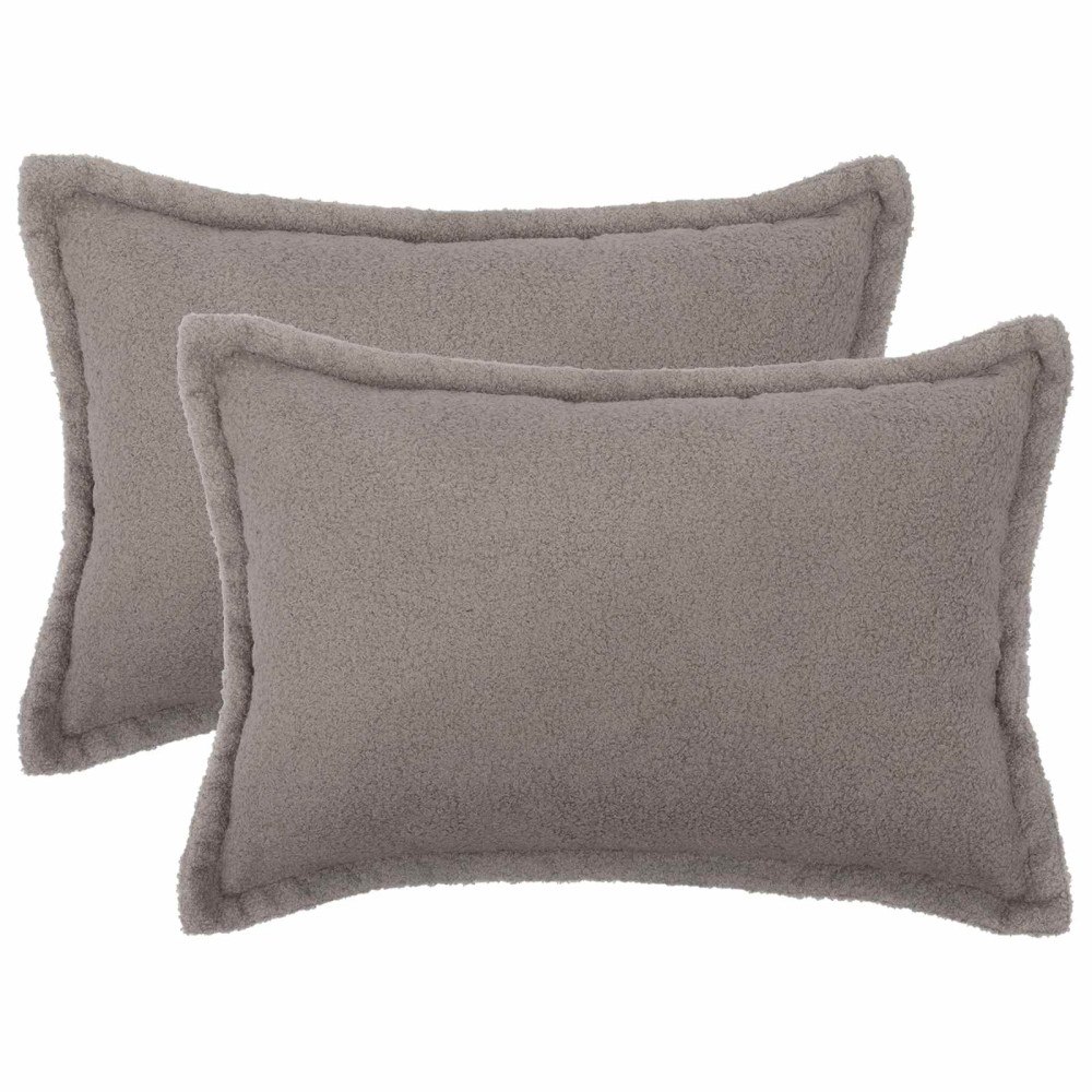 vidaXL Kuddöverdrag 2 st HOUTEN Ljusgrå 30 x 50 cm Bouclé
