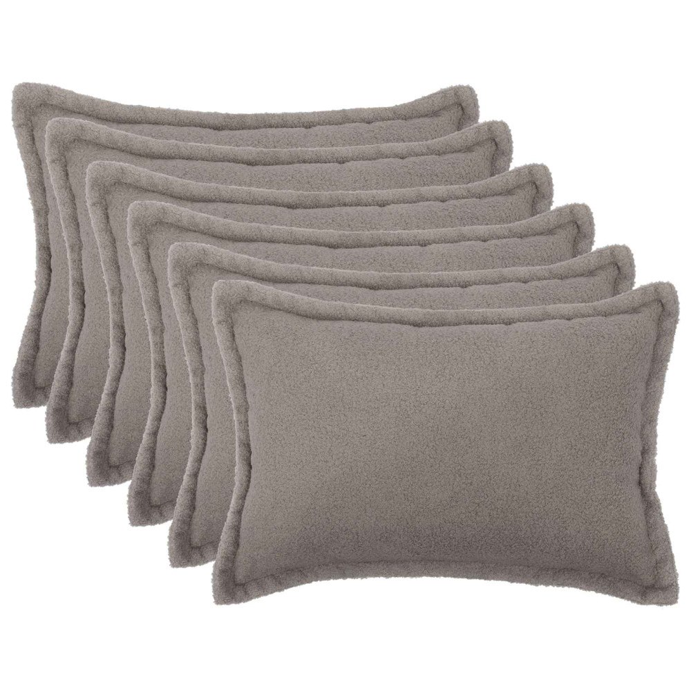 vidaXL Kuddöverdrag 6 st HOUTEN Ljusgrå 30 x 50 cm Bouclé