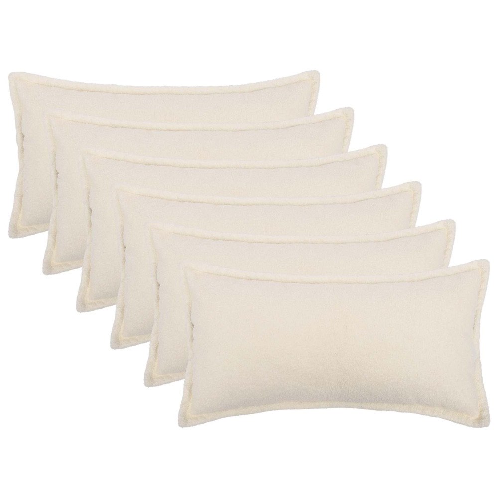 vidaXL Kuddöverdrag 6 st HOUTEN Gräddvit 40 x 70 cm Bouclé